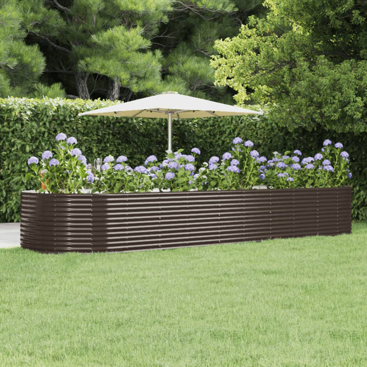 Boîte de planification Vidaxl 447x140x68 cm en poudre en poudre brun
