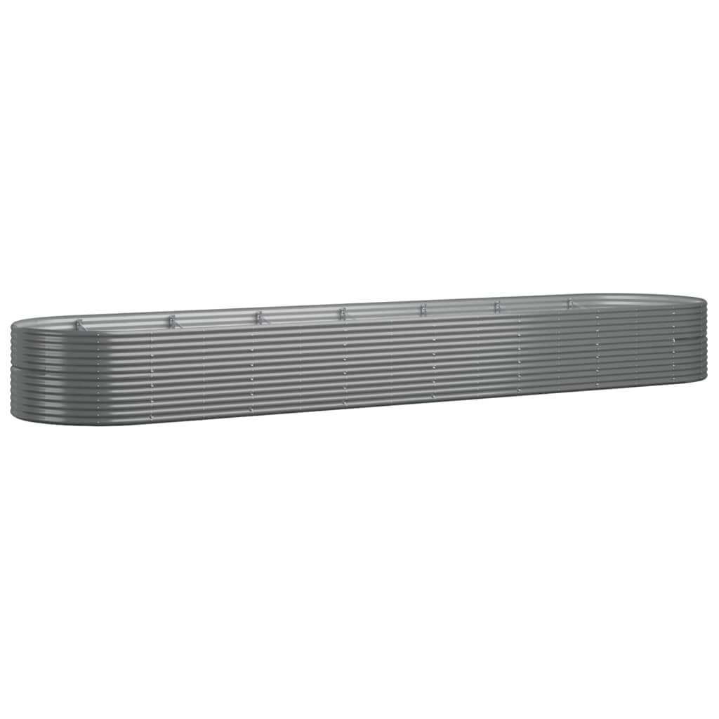 Boîte de planification de Vidaxl 584x140x68 cm en poudre et gris en acier recouvert