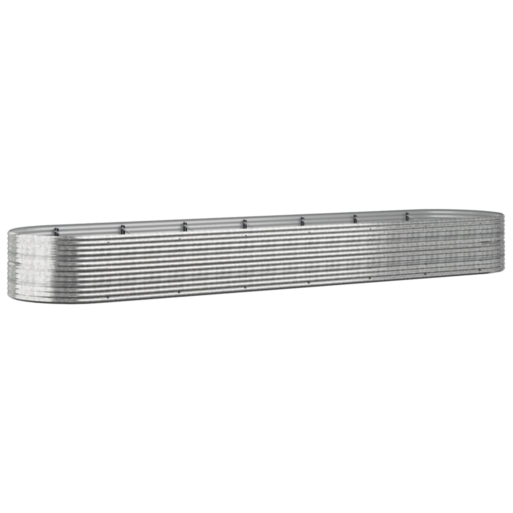 Boîte de planification Vidaxl 584x140x68 cm en poudre en poudre en argent en acier coloré