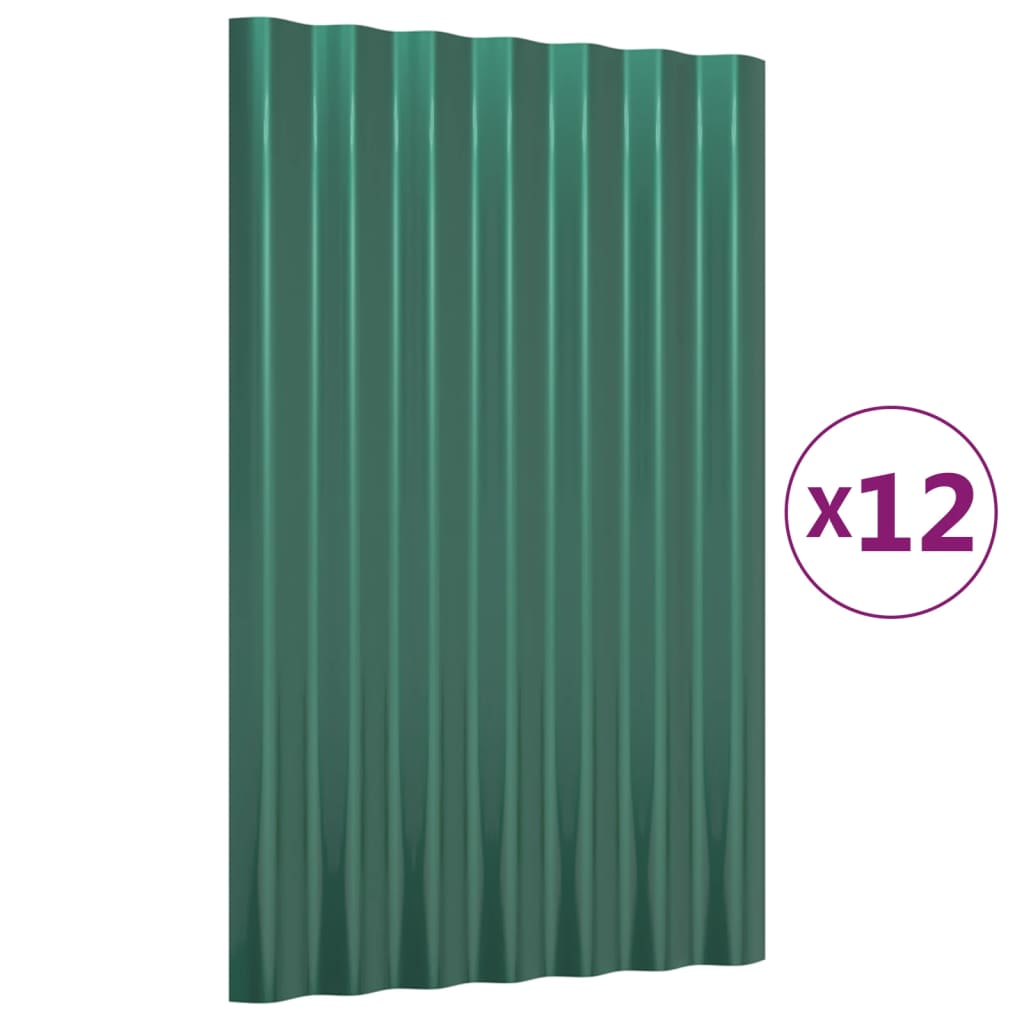Vidaxx panneaux de toit 12 pcs 60x36 cm acier galvanisé vert