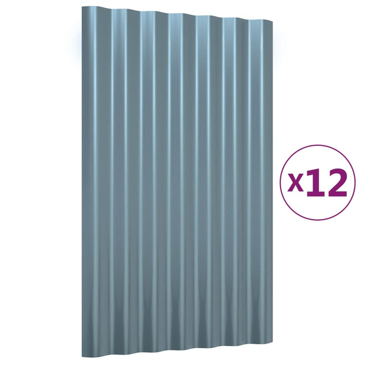 Vidaxx panneaux de toit 12 pcs 60x36 cm acier galvanisé gris