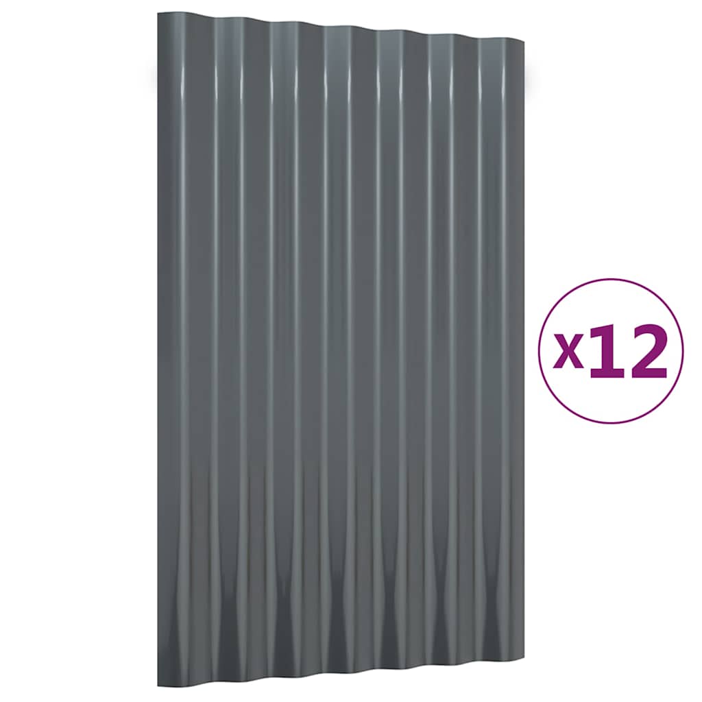 Vidaxx panneaux de toit 12 pcs 60x36 cm acier galvanisé anthracite