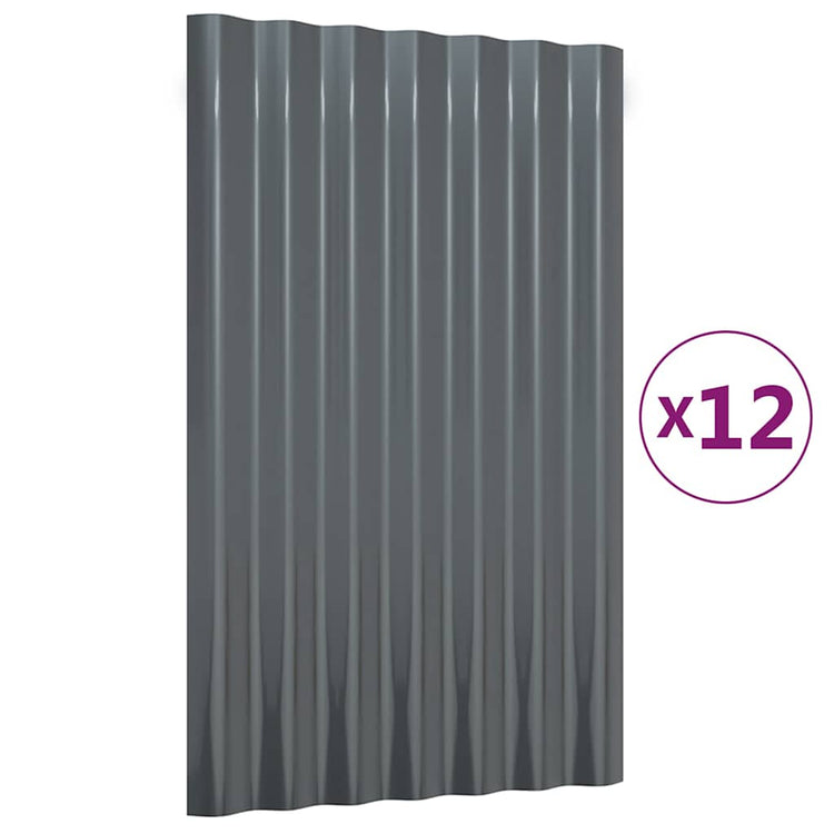 Vidaxx panneaux de toit 12 pcs 60x36 cm acier galvanisé anthracite