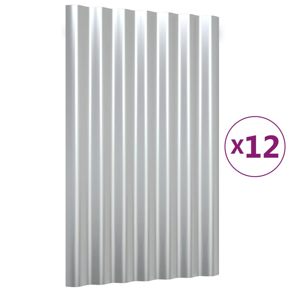 Vidaxx panneaux de toit 12 pcs 60x36 cm acier galvanisé couleur argent
