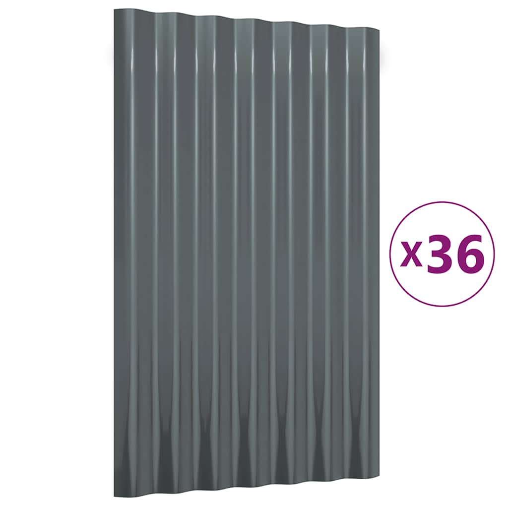 Panneaux de toit Vidaxl 36 ST 60x36 cm en poudre et en acier recouvert d'anthracite -colored