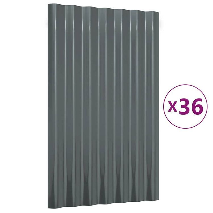 Panneaux de toit Vidaxl 36 ST 60x36 cm en poudre et en acier recouvert d'anthracite -colored