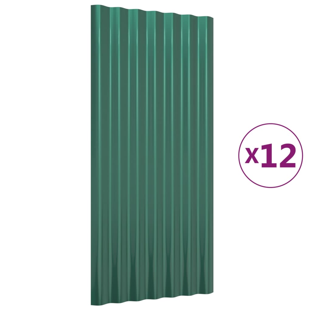 Vidaxx panneaux de toit 12 pcs 80x36 cm acier galvanisé vert