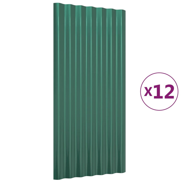 Vidaxx panneaux de toit 12 pcs 80x36 cm acier galvanisé vert
