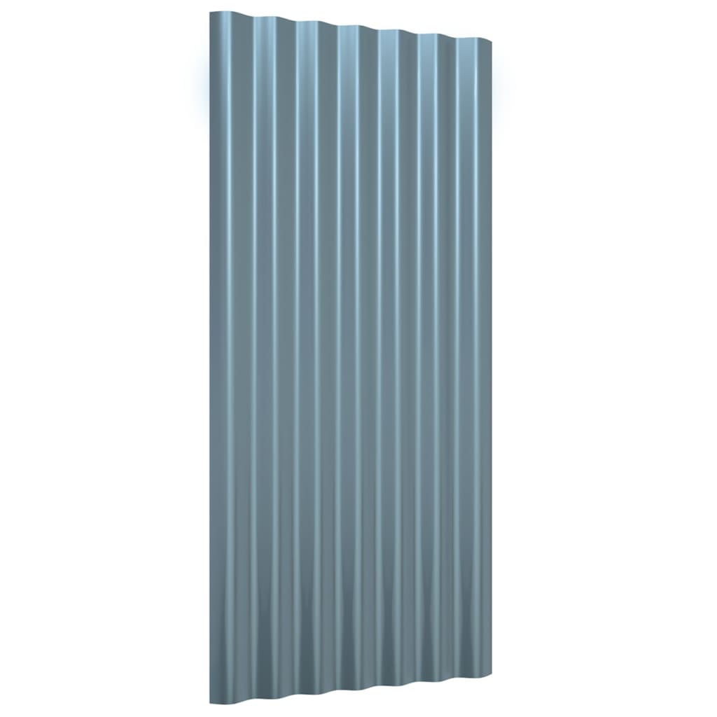 Panneaux de toit Vidaxl 12 ST 80x36 cm en poudre et gris en acier recouvert