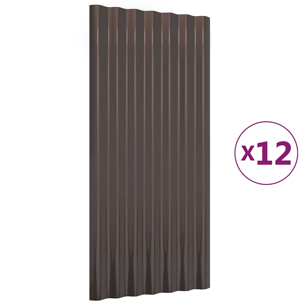 Vidaxx panneaux de toit 12 pcs 80x36 cm acier galvanisé marron