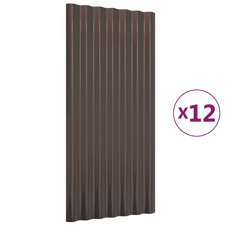 Vidaxx panneaux de toit 12 pcs 80x36 cm acier galvanisé marron