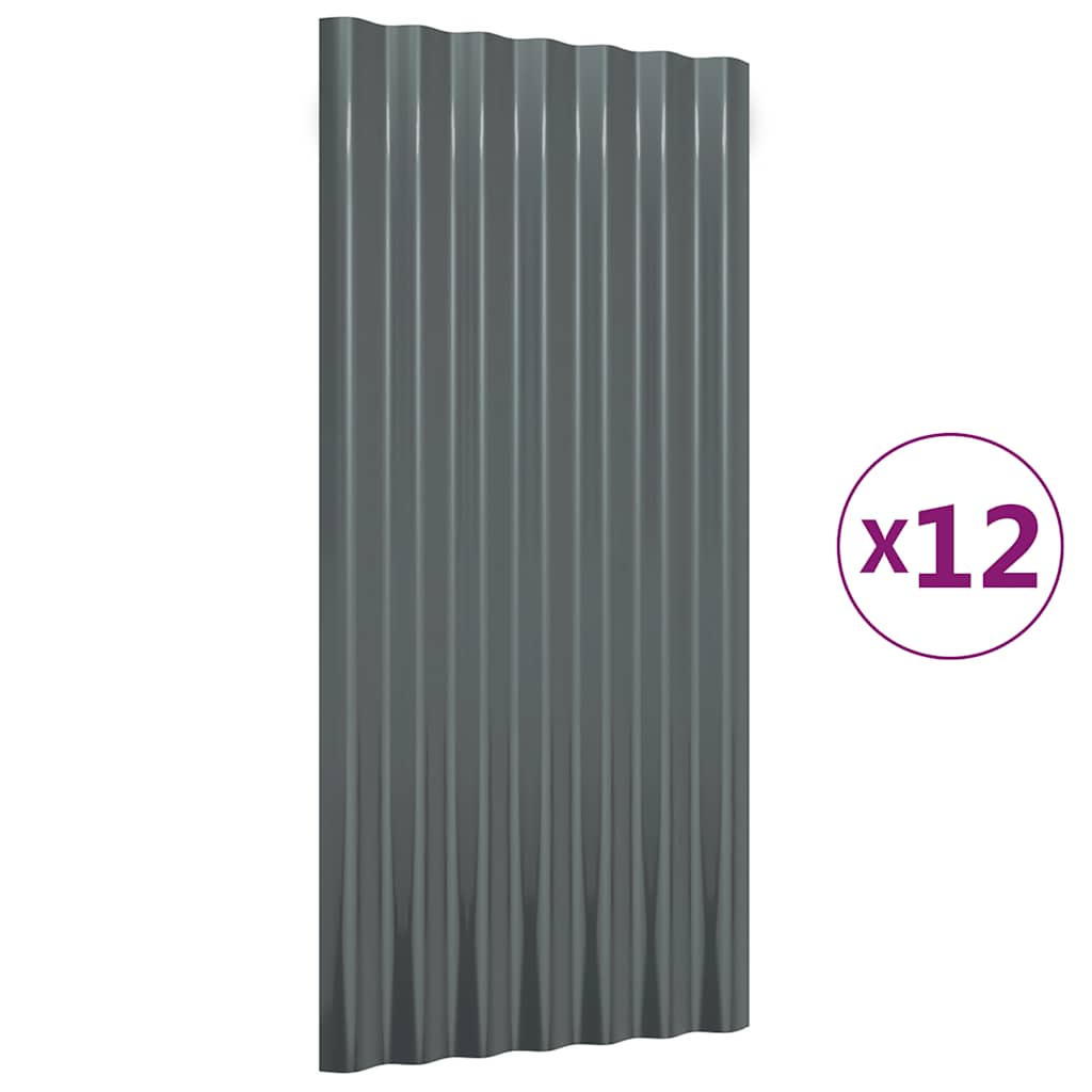 Vidaxx panneaux de toit 12 pcs 80x36 cm acier galvanisé anthracite