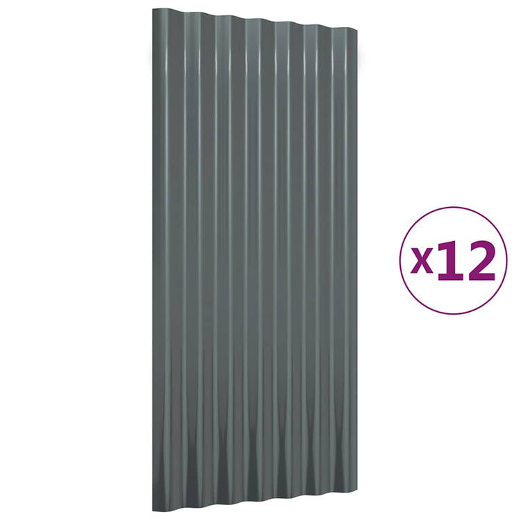 Vidaxx panneaux de toit 12 pcs 80x36 cm acier galvanisé anthracite