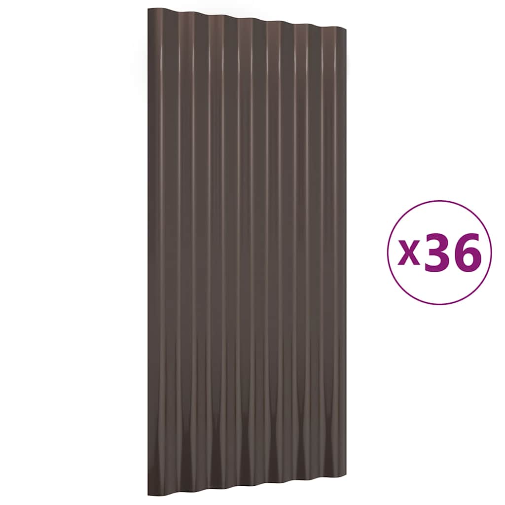 Vidaxx panneaux de toit 36 pcs 80x36 cm acier galvanisé marron