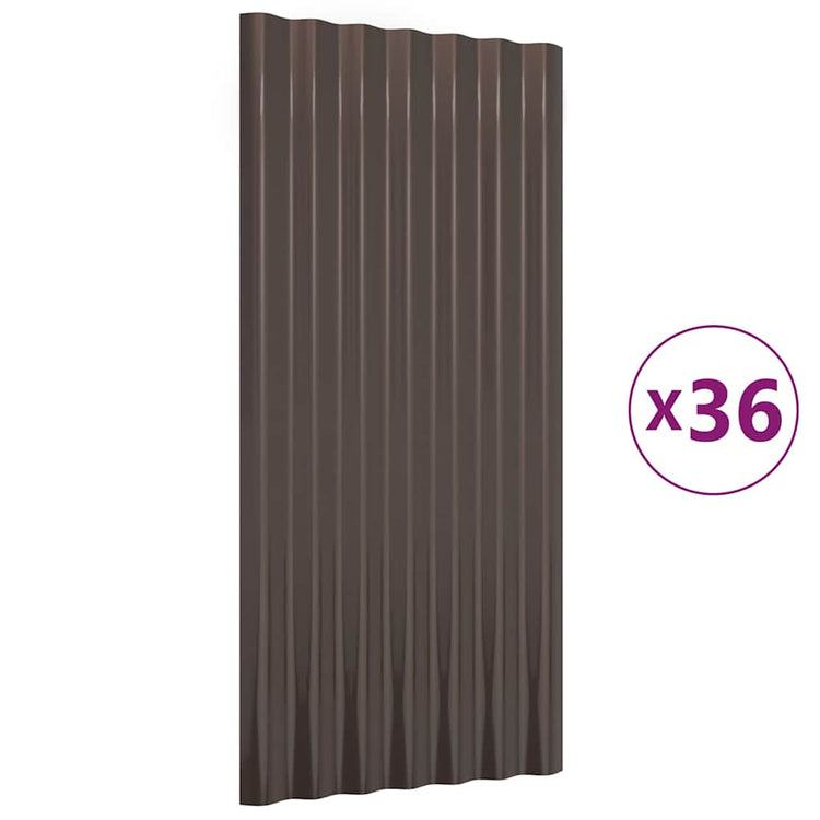 Vidaxx panneaux de toit 36 pcs 80x36 cm acier galvanisé marron