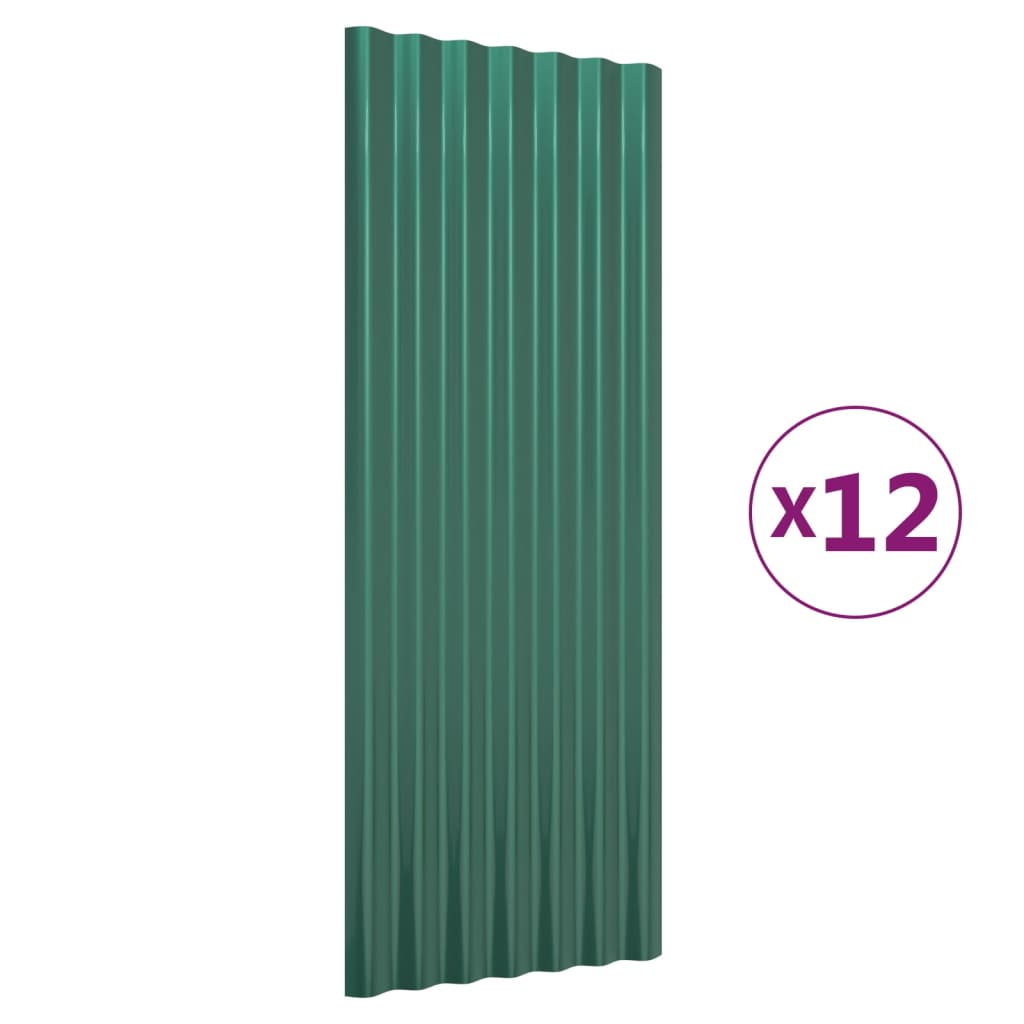 Panneaux de toit Vidaxl 12 ST 100x36 cm en poudre et en acier en acier