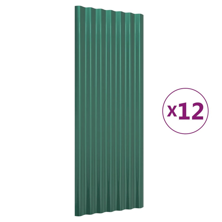 Panneaux de toit Vidaxl 12 ST 100x36 cm en poudre et en acier en acier