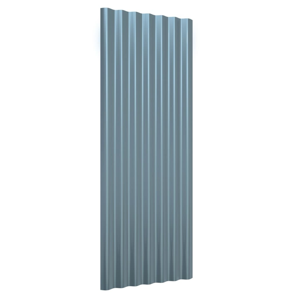 Panneaux de toit Vidaxl 12 ST 100x36 cm en poudre et gris en acier recouvert
