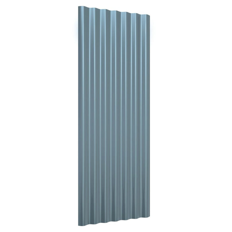 Panneaux de toit Vidaxl 12 ST 100x36 cm en poudre et gris en acier recouvert