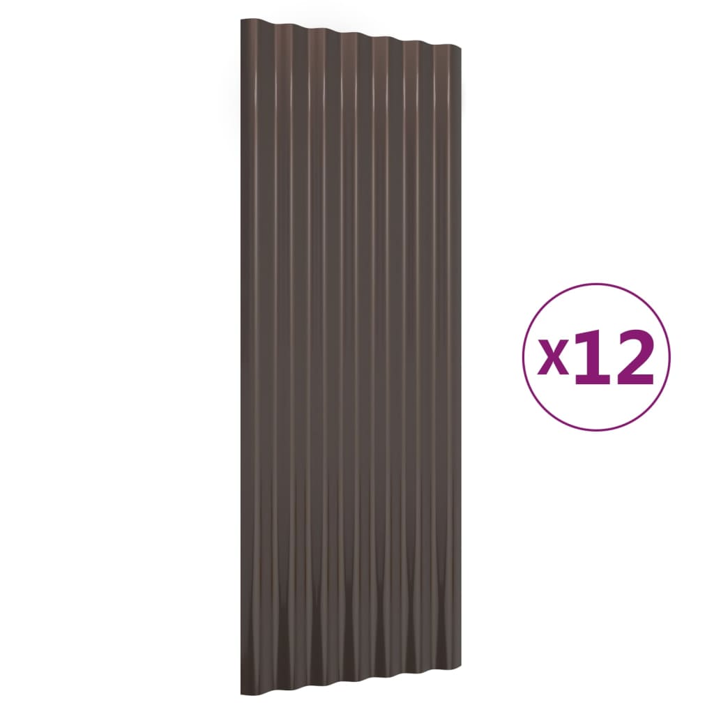 Panneaux de toit Vidaxl 12 ST 100x36 cm en poudre et en acier recouvert