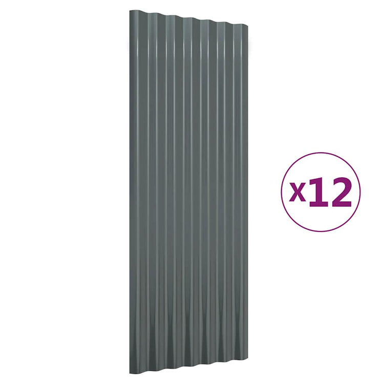 Panneaux de toit Vidaxl 12 PCS 100x36 cm en poudre et en acier recouvert d'anthracite -colored