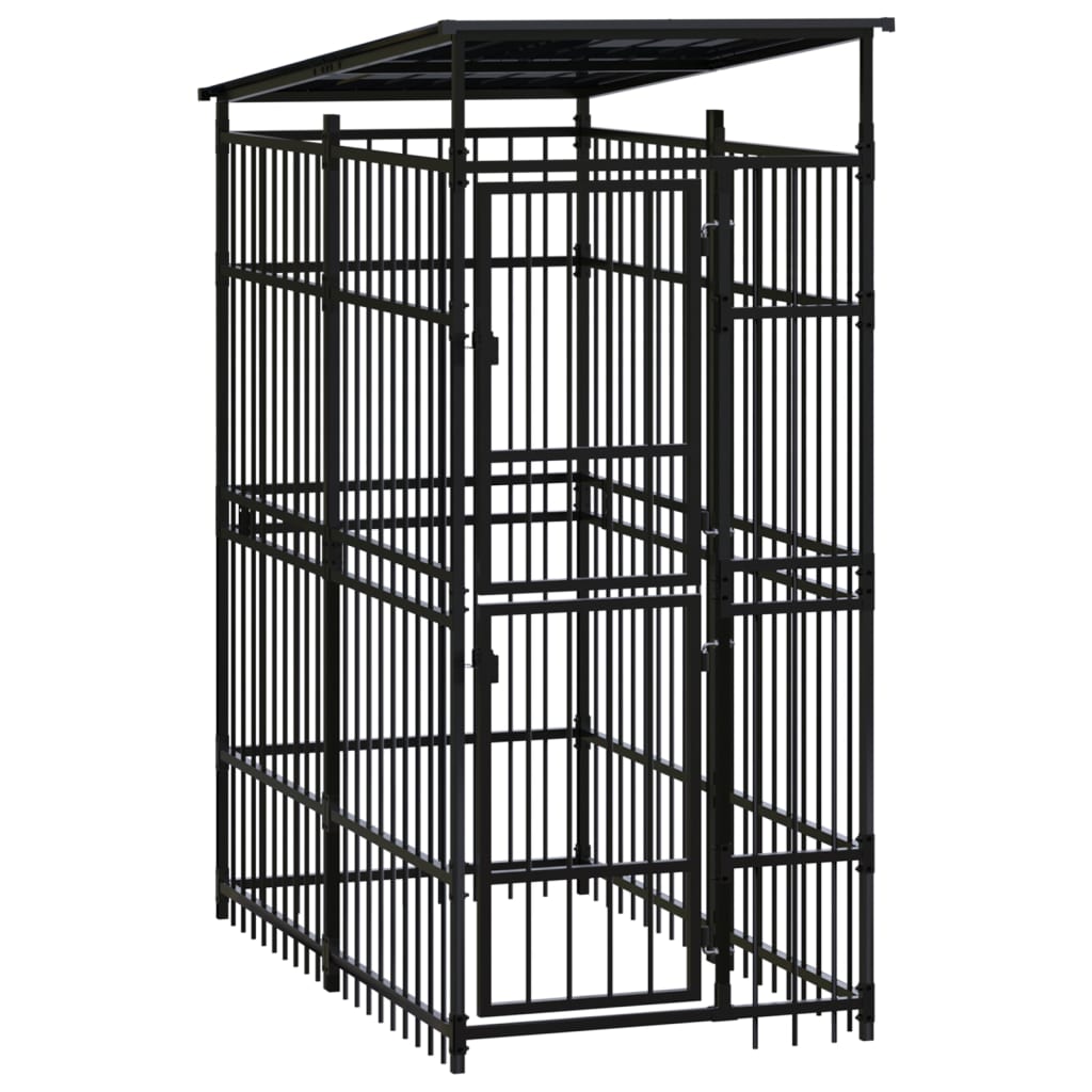 Vidaxl Chienne de chien avec toit 1,84 m² en acier
