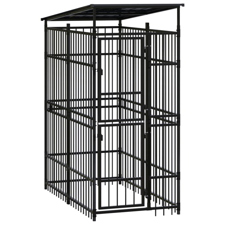 Vidaxl Chienne de chien avec toit 1,84 m² en acier