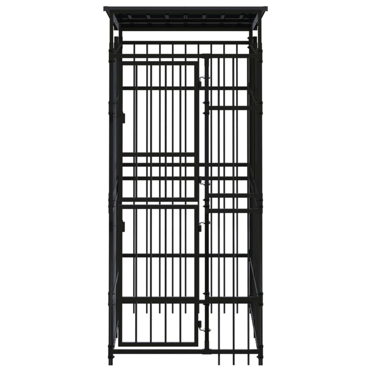 Vidaxl Chienne de chien avec toit 1,84 m² en acier