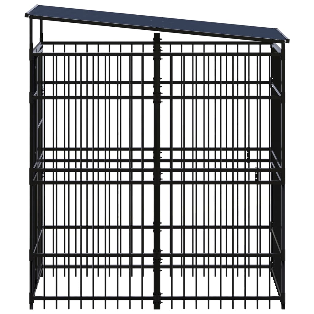 Vidaxl Chienne de chien avec toit 1,84 m² en acier