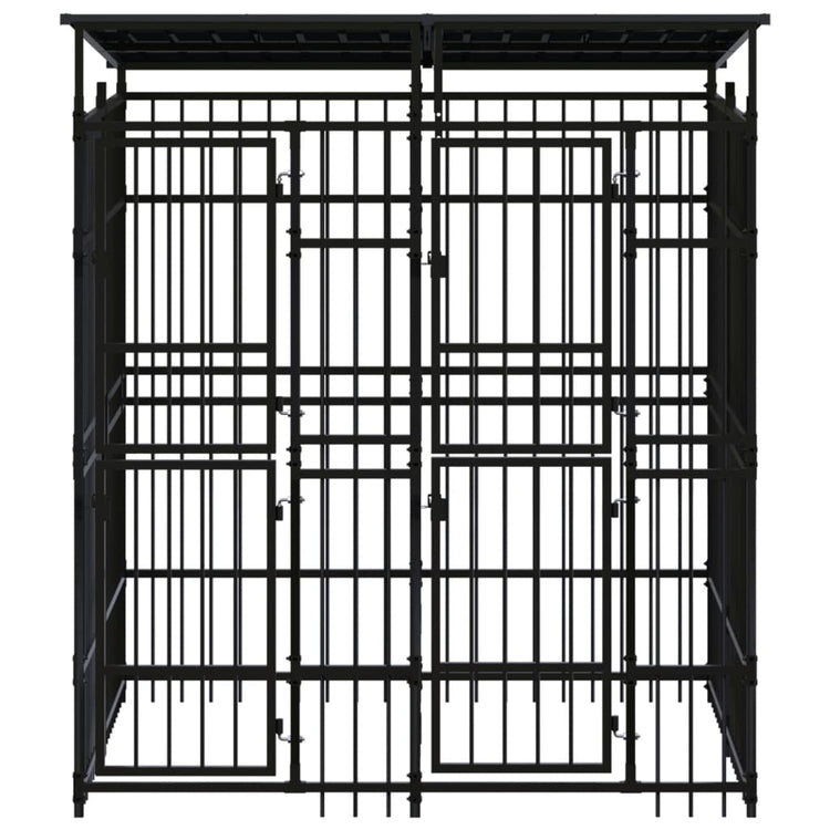 Vidaxl Chien Kennel avec toit 3,69 m² en acier