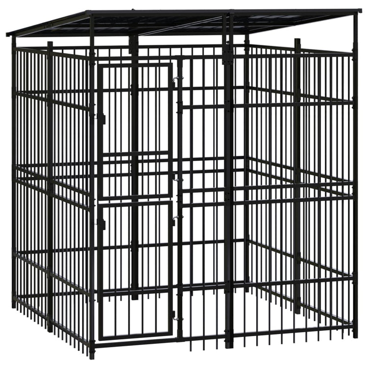 Vidaxl Chien Kennel avec toit 3,69 m² en acier