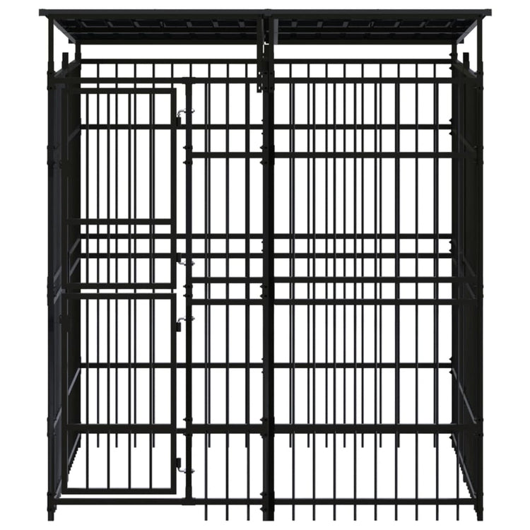 Vidaxl Chien Kennel avec toit 3,69 m² en acier