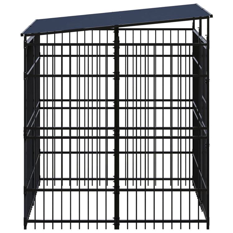 Vidaxl Chien Kennel avec toit 3,69 m² en acier