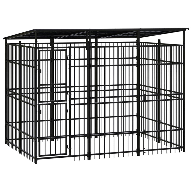 Vidaxl Chien Kennel avec toit de 5,53 m² en acier
