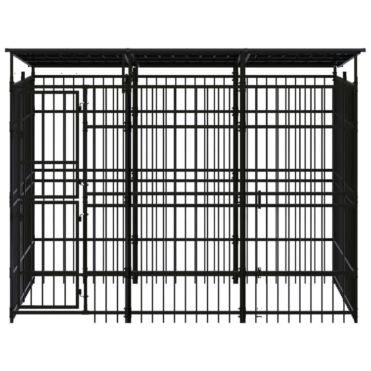 Vidaxl Chien Kennel avec toit de 5,53 m² en acier
