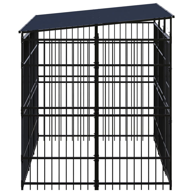 Vidaxl Chien Kennel avec toit de 5,53 m² en acier