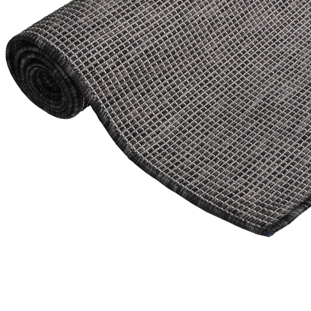 Vidaxl extérieur tapis plat tissé 100x200 cm gris