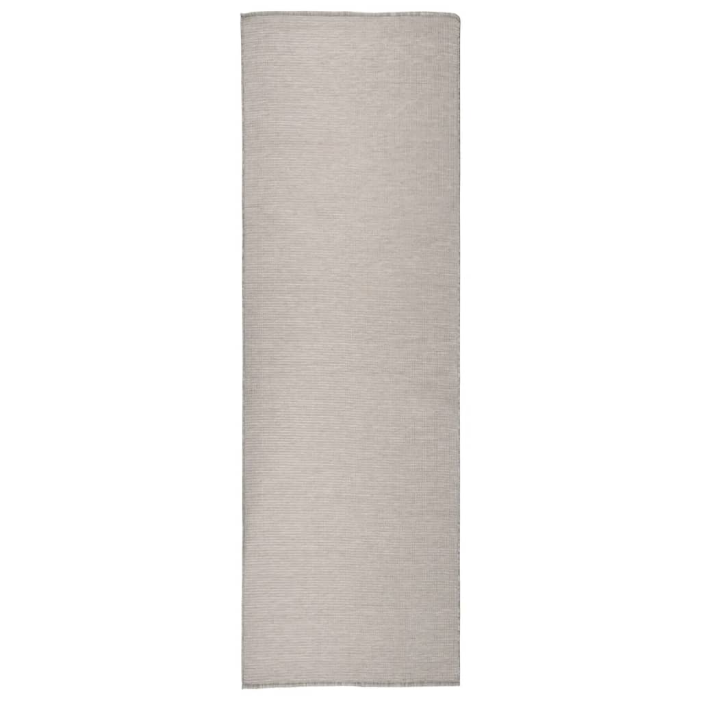 Vidaxl extérieur tapis plat tissé 80x250 cm taupe