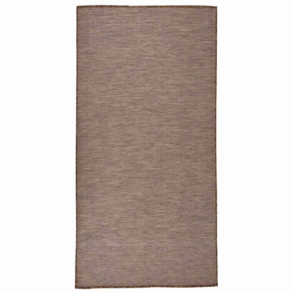 Vidaxl extérieur tapis plat tissé 100x200 cm brun