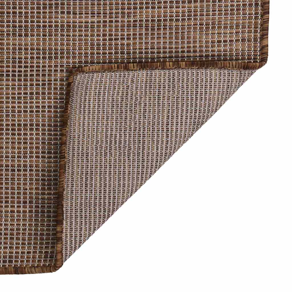Vidaxl extérieur tapis plat tissé 100x200 cm brun