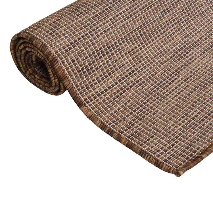 Vidaxl extérieur tapis plat tissé 100x200 cm brun