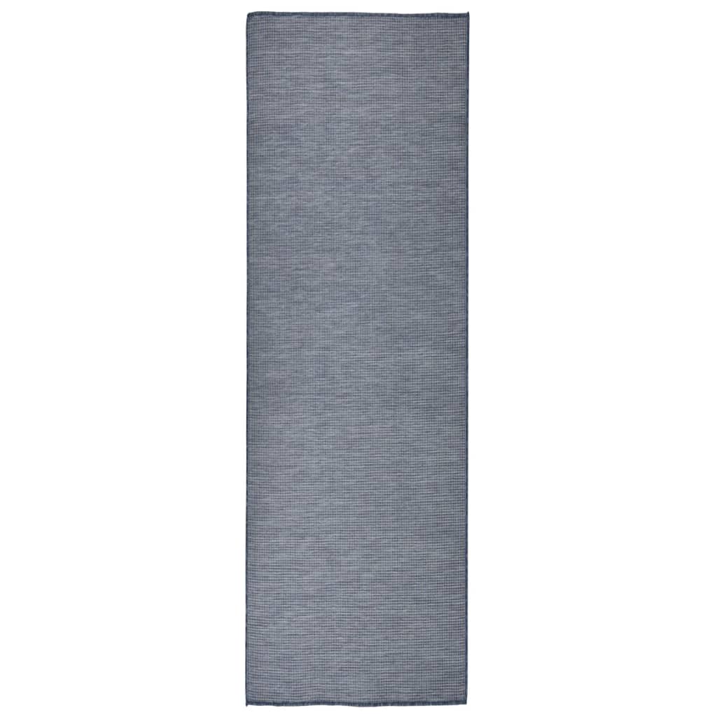 Vidaxl extérieur tapis plat tissé 80x250 cm bleu