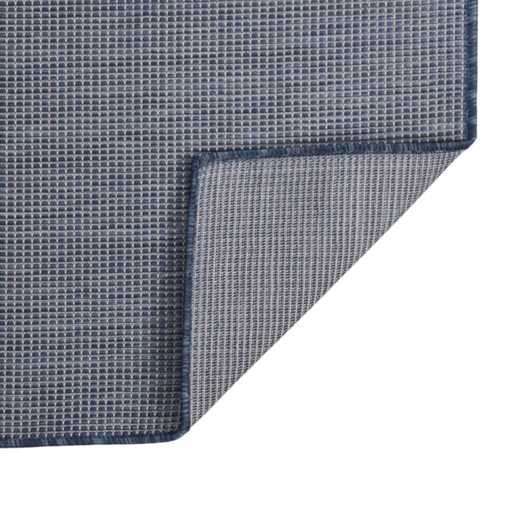 Vidaxl extérieur tapis plat tissé 80x250 cm bleu