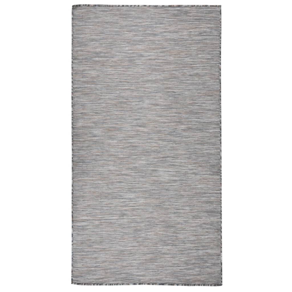 Vidaxl extérieur tapis plat tissé 80x150 cm marron et bleu