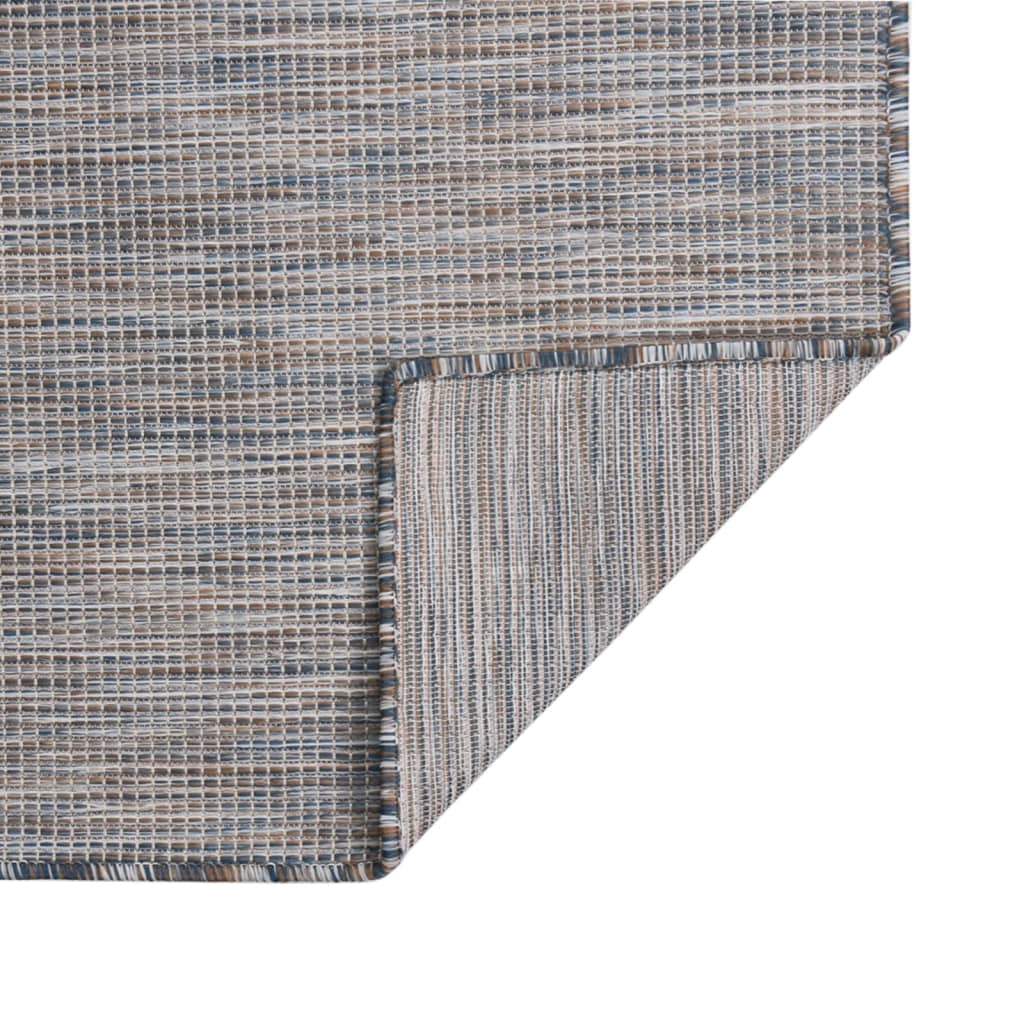 Vidaxl extérieur tapis plat tissé 80x150 cm marron et bleu