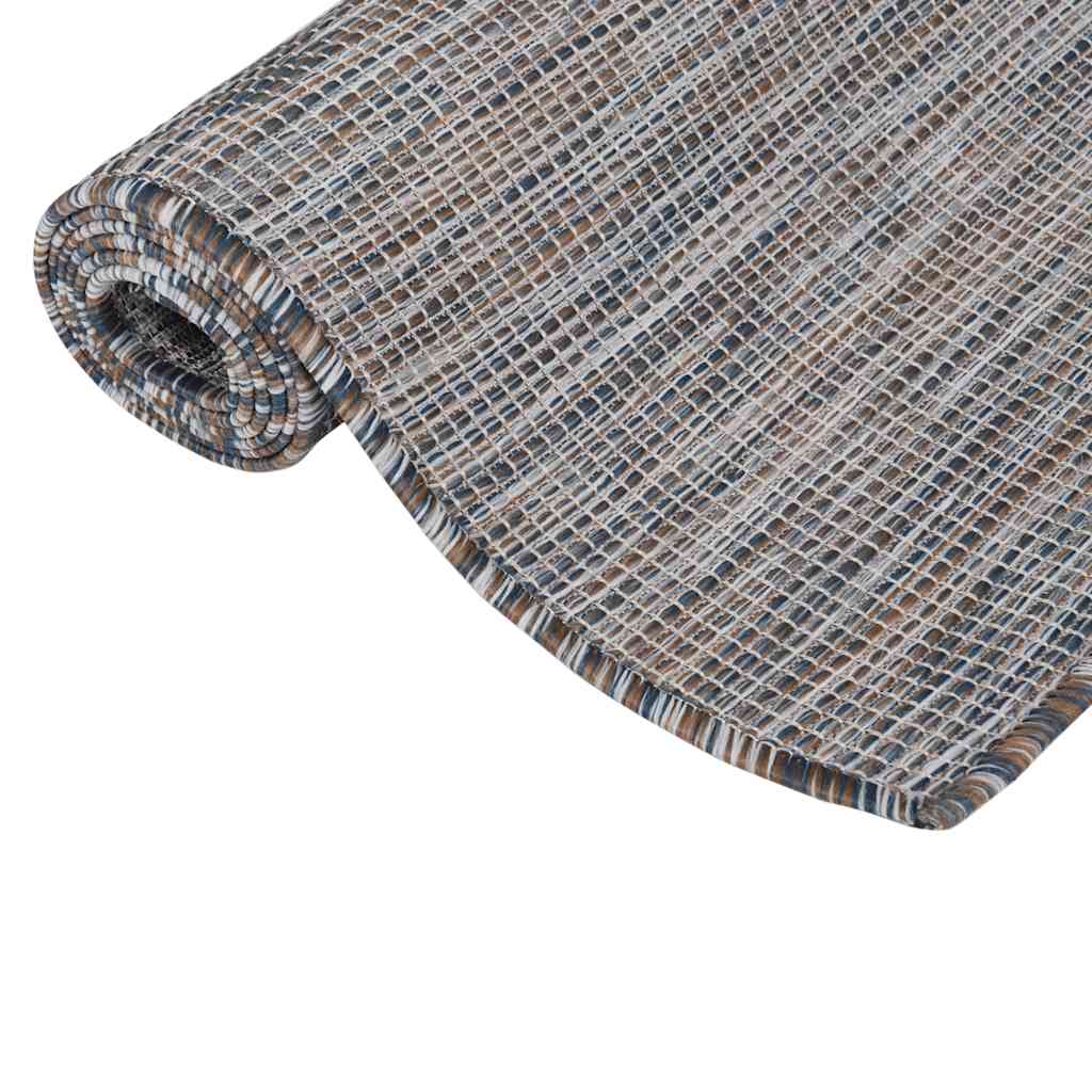 Vidaxl extérieur tapis plat tissé 80x150 cm marron et bleu