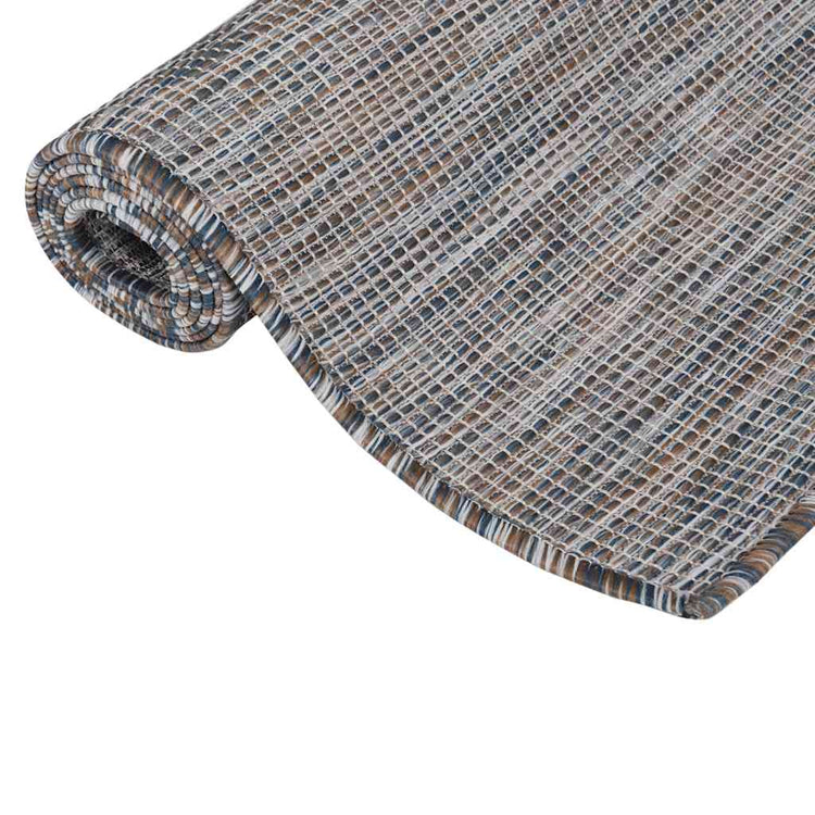 Vidaxl extérieur tapis plat tissé 80x150 cm marron et bleu