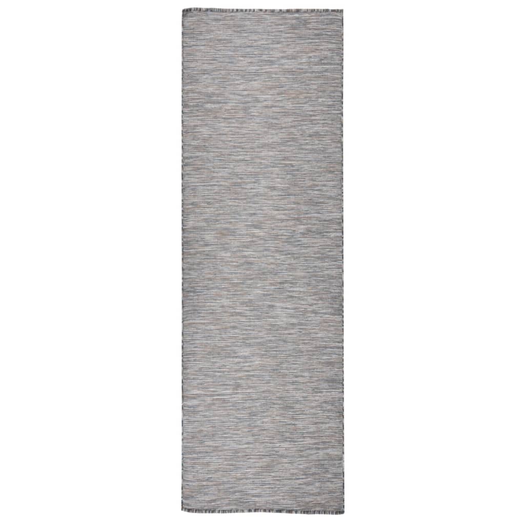Vidaxl Extérieur tapis plat tissé 80x250 cm marron et bleu