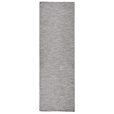 Vidaxl Extérieur tapis plat tissé 80x250 cm marron et bleu