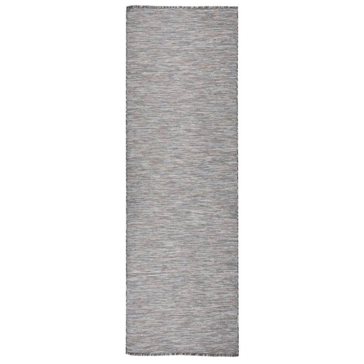Vidaxl Extérieur tapis plat tissé 80x250 cm marron et bleu